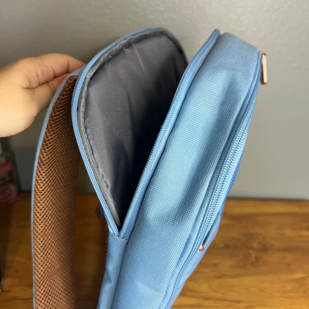 Delsey Paris Ramey Backpack Sky Blue Slim Laptop Travel Bag